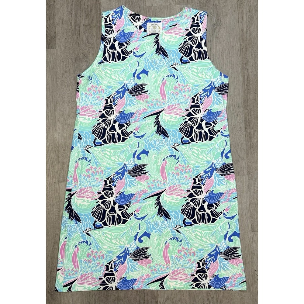 Banana Boat UPF 50 Sleeveless Shift Dress Women's Size Large Pink Green Blue